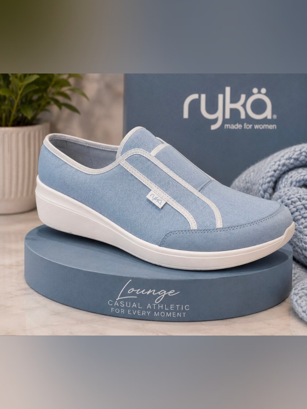 Ryka “Lounge” Women’s Casual Athletic Slip-On – Citadel Blue – Size 12 Wide NIB